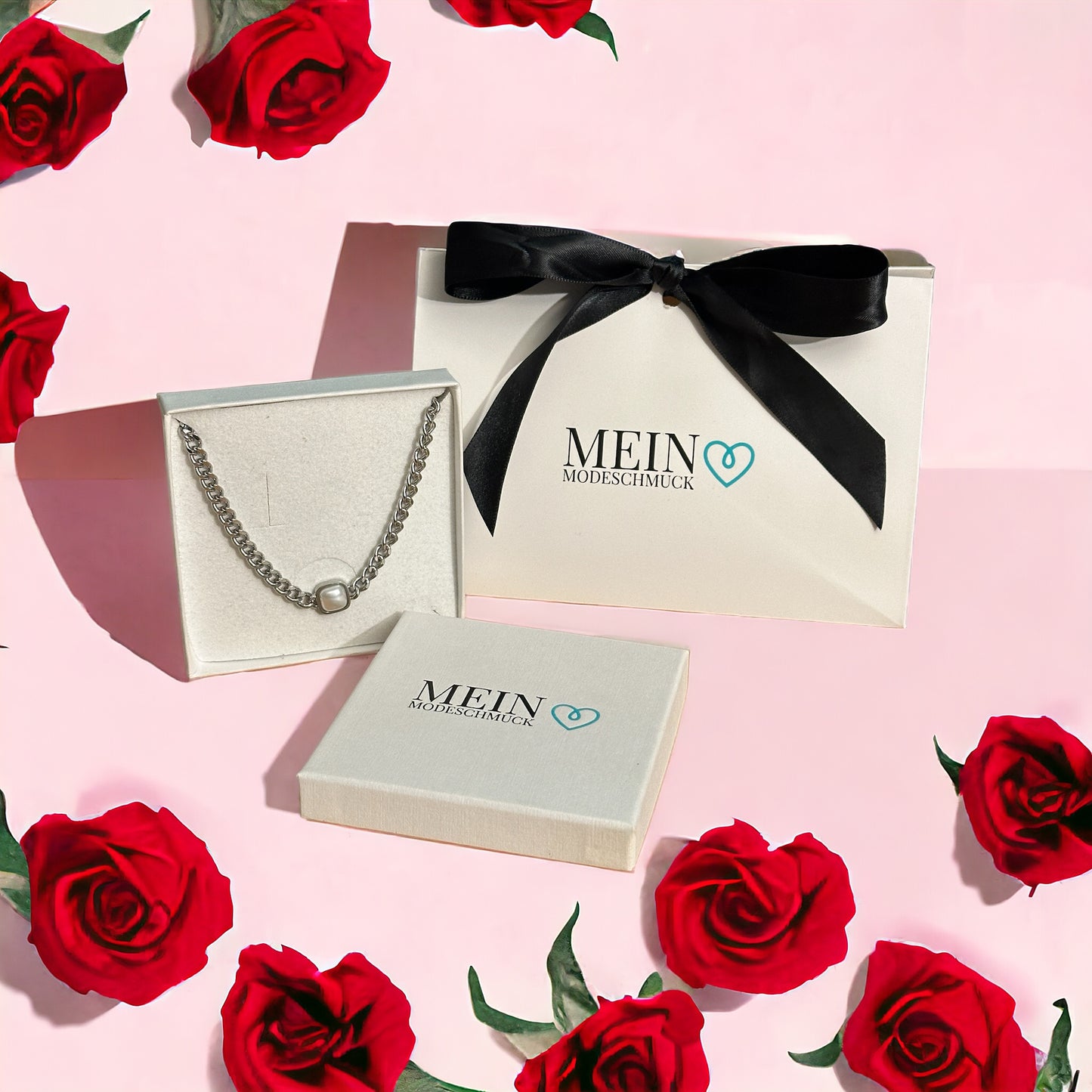 Square Pearl Halskette Silber