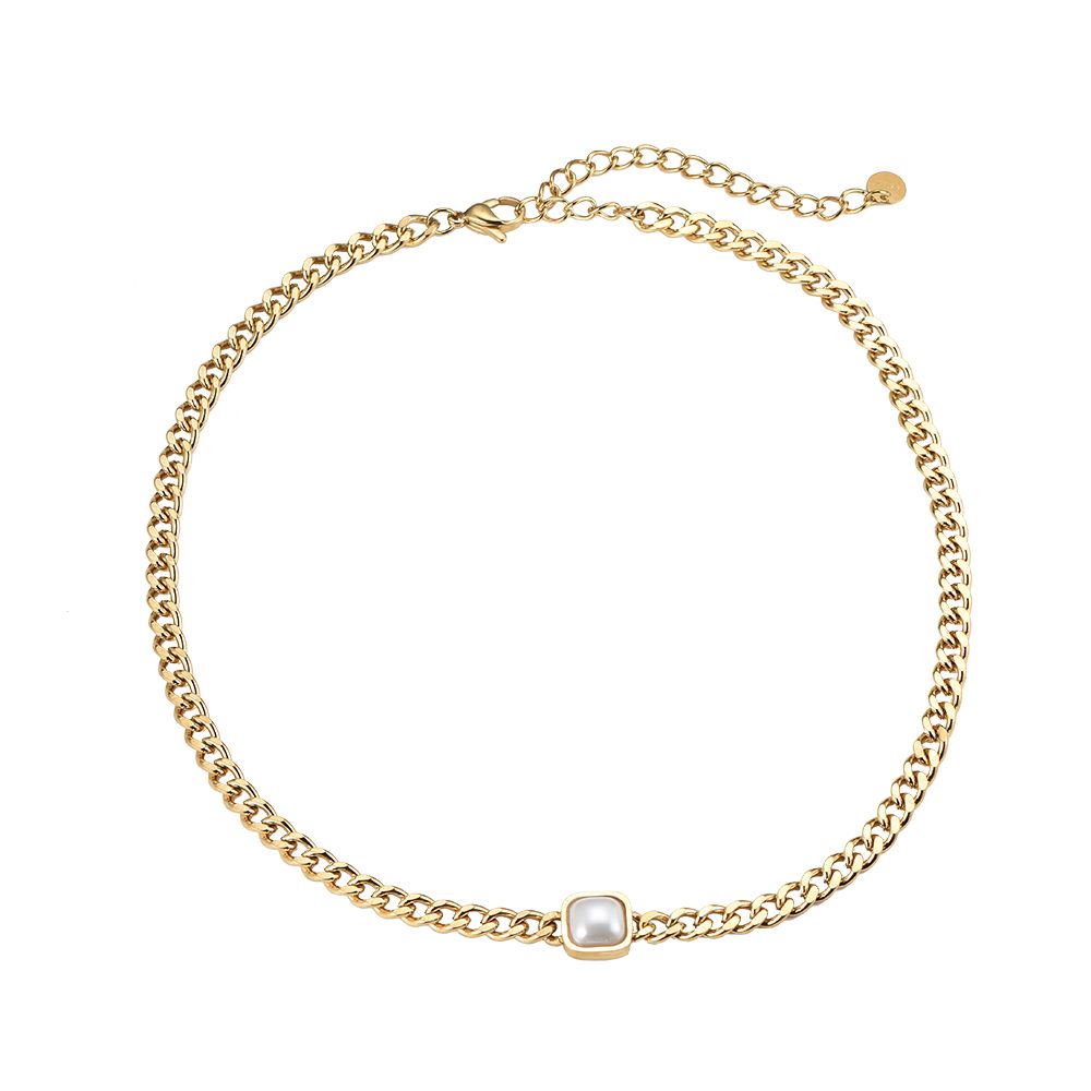 Square Pearl Halskette Gold