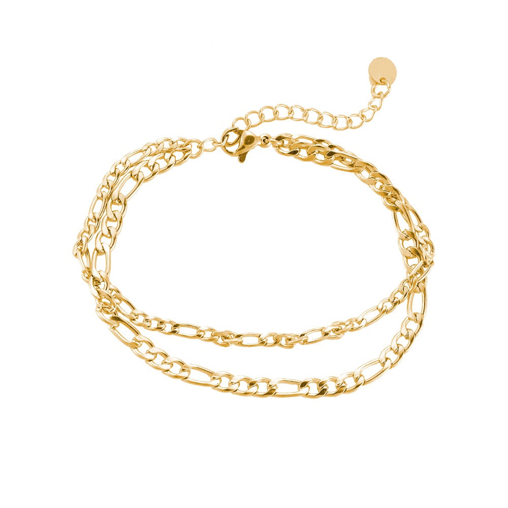 Double Figaro Armkette Gold
