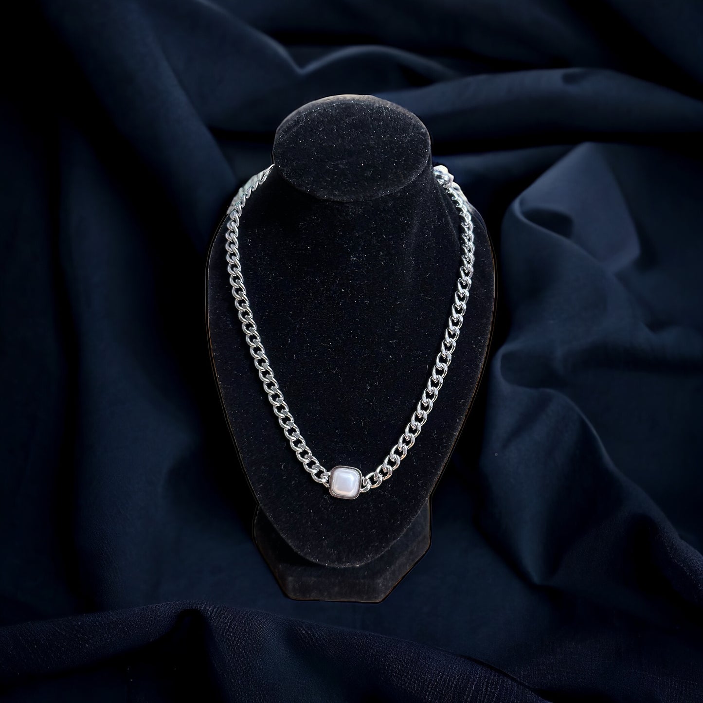 Square Pearl Halskette Silber