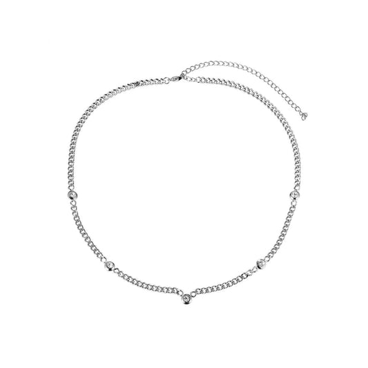 5 Round Diamond Necklace Silver