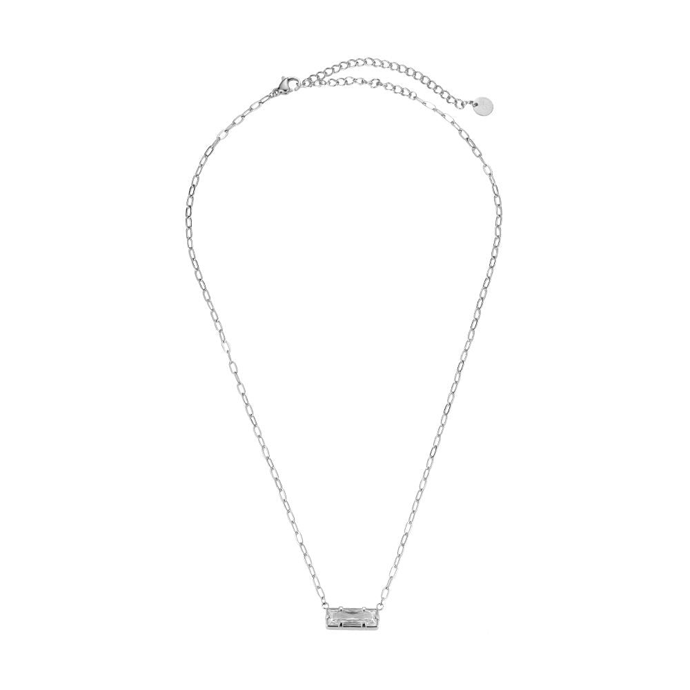 Big Zirkonia Halskette Silber