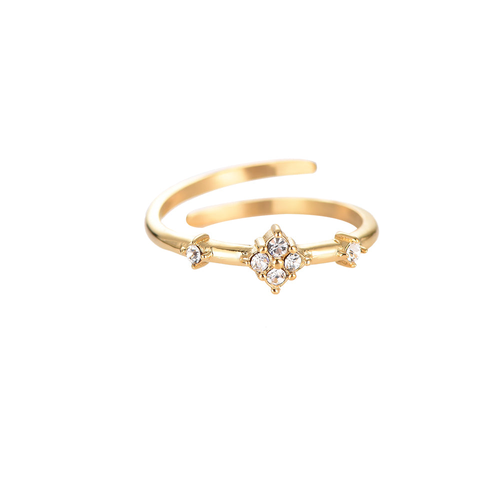 Flower Zirkonia Ring Gold/white